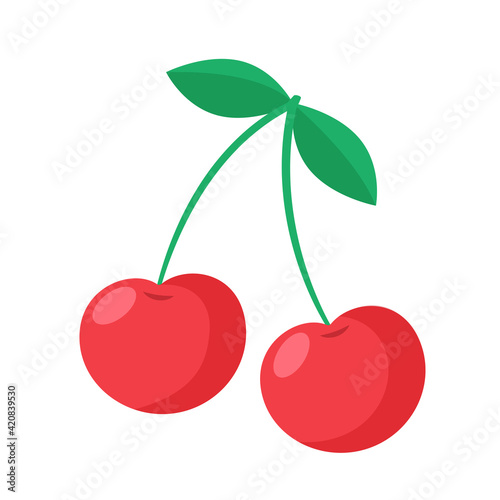 Vector cherry illustration. Isolated on a white background. Cartoon style icon

