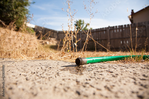 Canvastavla Neglected garden hose pipe dripping water.