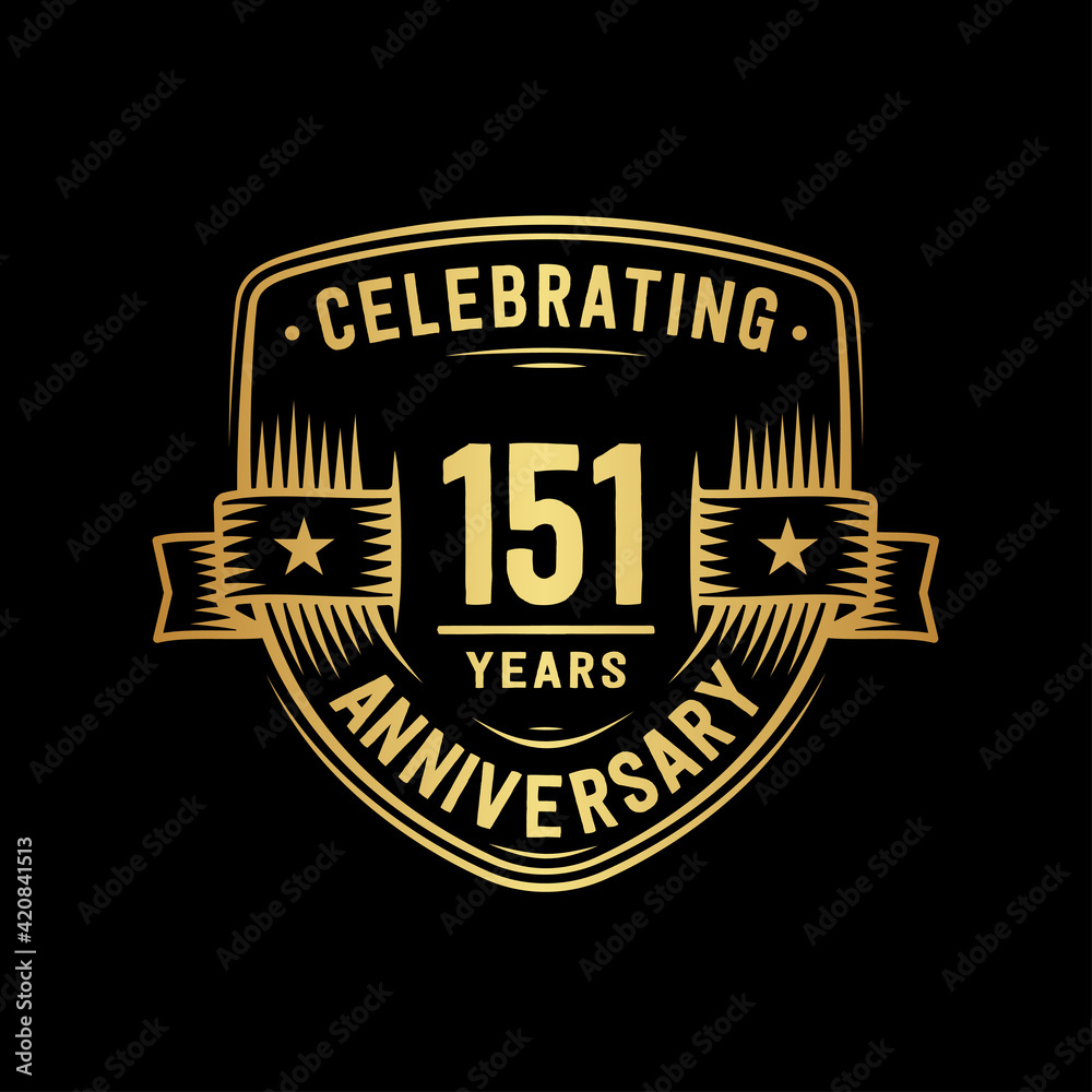 Fototapeta premium 151 years anniversary celebration shield design template. Vector and illustration 