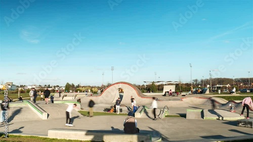 Chateauroux, France, Children on SkatePark Margotiere Timelapse