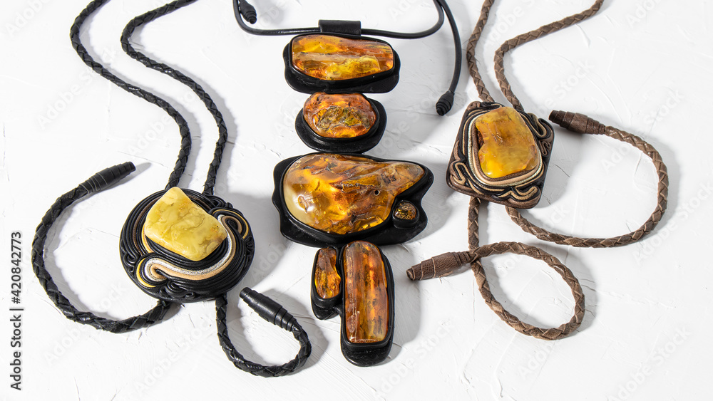 Unique different amber pendants amulets 