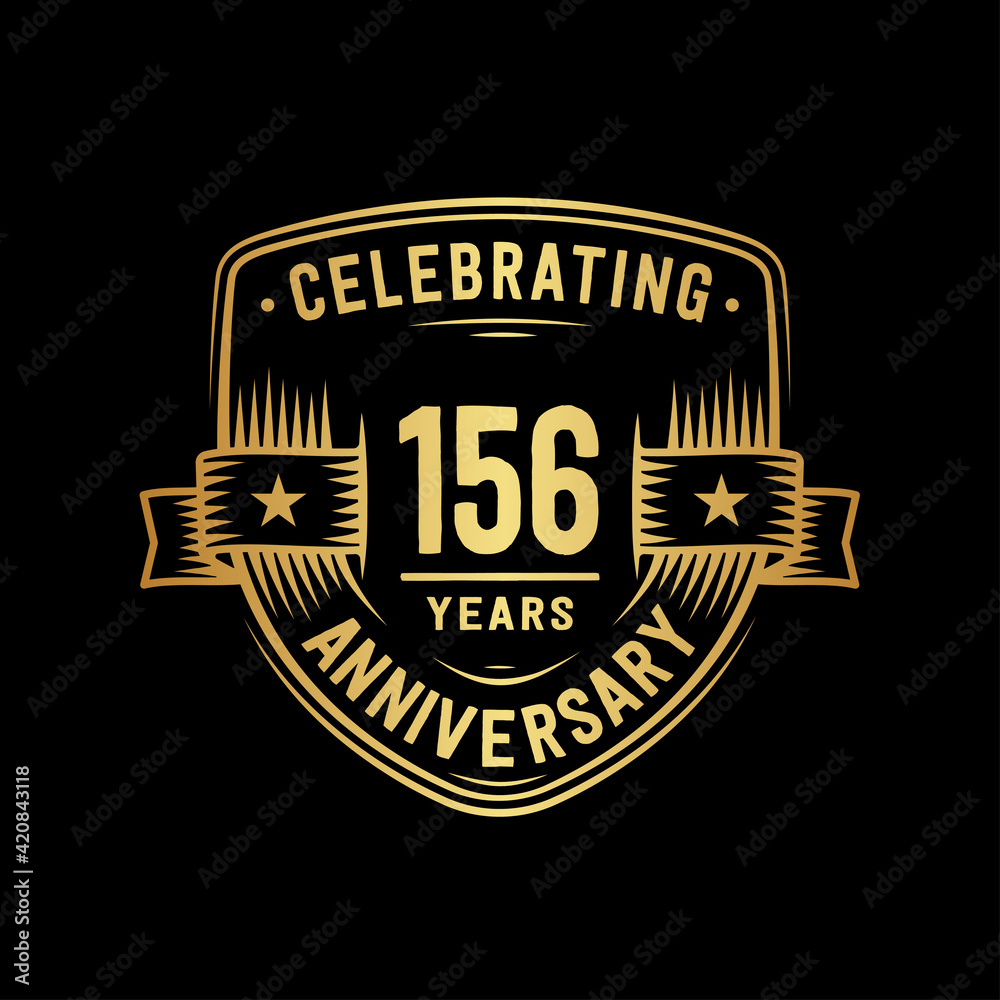 156 years anniversary celebration shield design template. Vector and illustration
