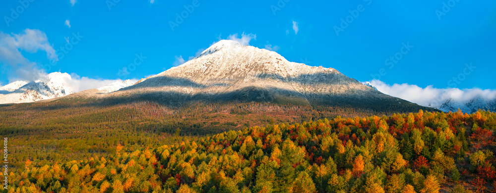 Autumn view on High Tatras mountains national park in Slovakia