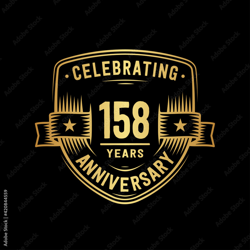 Fototapeta premium 158 years anniversary celebration shield design template. Vector and illustration 