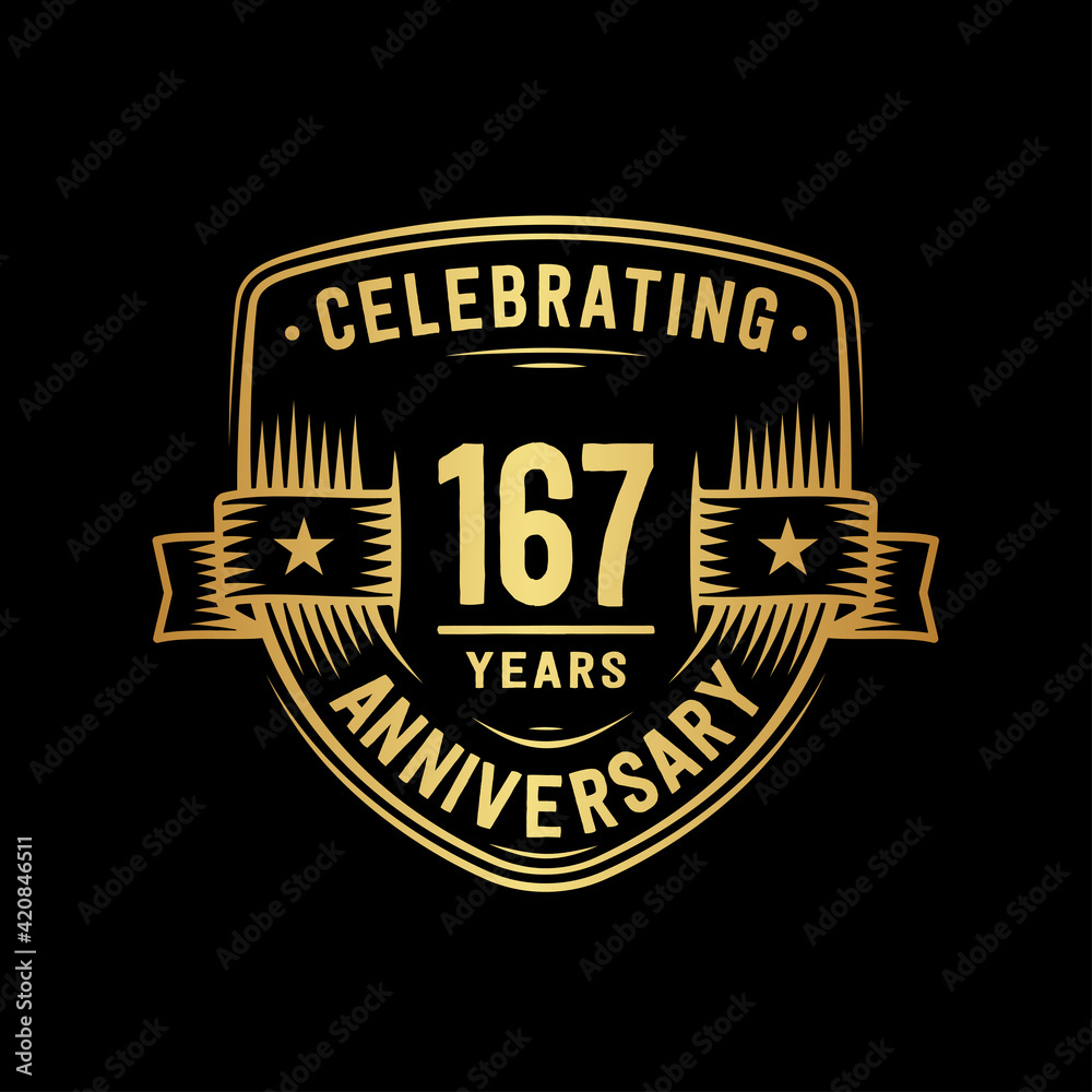 Fototapeta premium 167 years anniversary celebration shield design template. Vector and illustration 