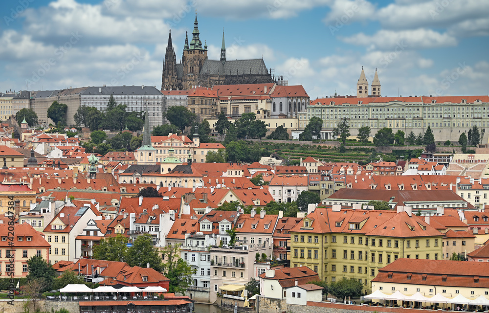 Prague Castle and Saint Vitus Cathedral cityscape Czech republic