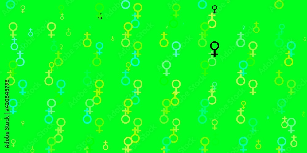 Light Green, Yellow vector texture with women's rights symbols.