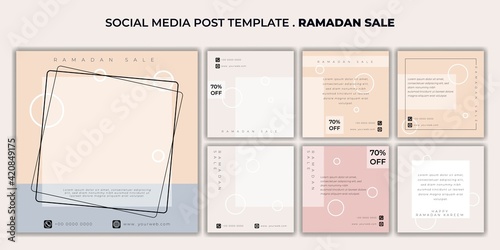 Set of feminine social media post template.