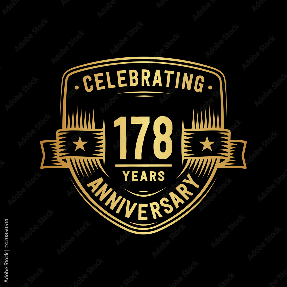 Fototapeta premium 178 years anniversary celebration shield design template. Vector and illustration 