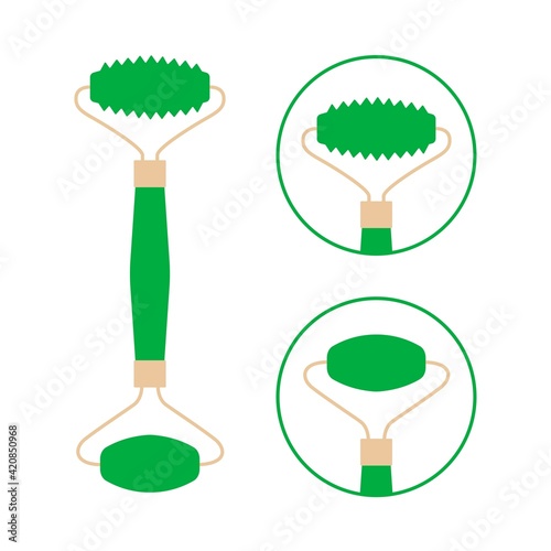 Face massager and gouache roller. Fashion accessory for cosmetic services of gouache massage. 