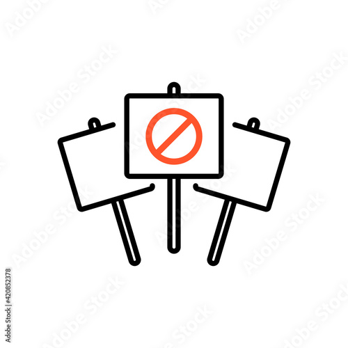 Three placard, big sign, banner, card vector icon