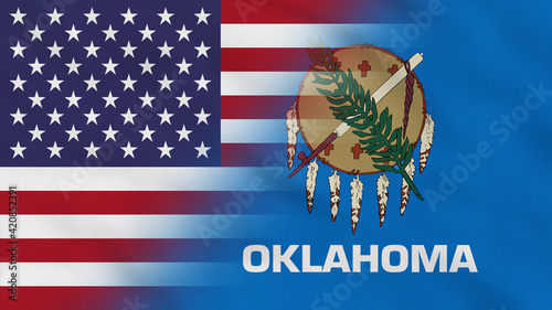 Oklahoma State - USA - Crumpled Fabric Flag. USA Flag. State of Oklahoma Flag. North America Flags. Celebration. Surface Texture. Background Fabric.