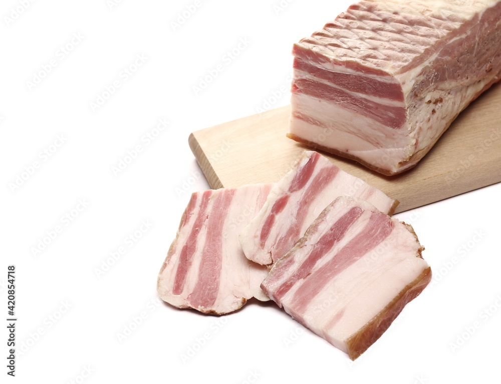 Sliced bacon isolated on white background Sliced bacon isolated on white background