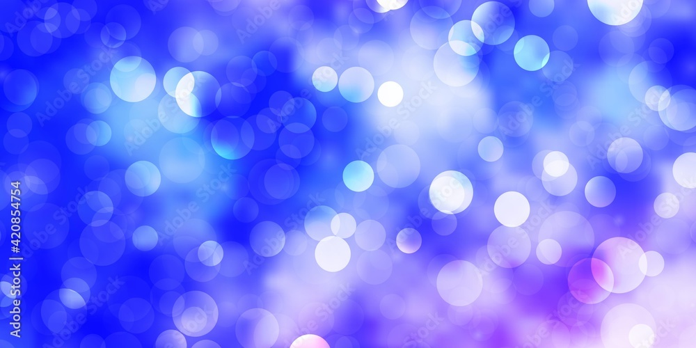 Light Pink, Blue vector background with circles.