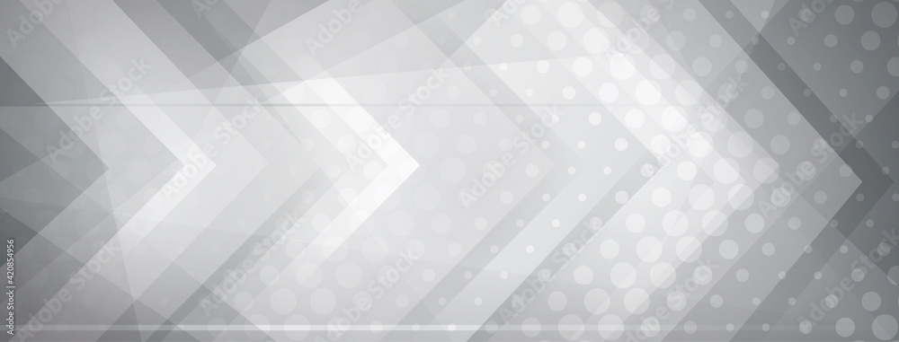 Abstract halftone background made of dots and geometric shapes in gray colors