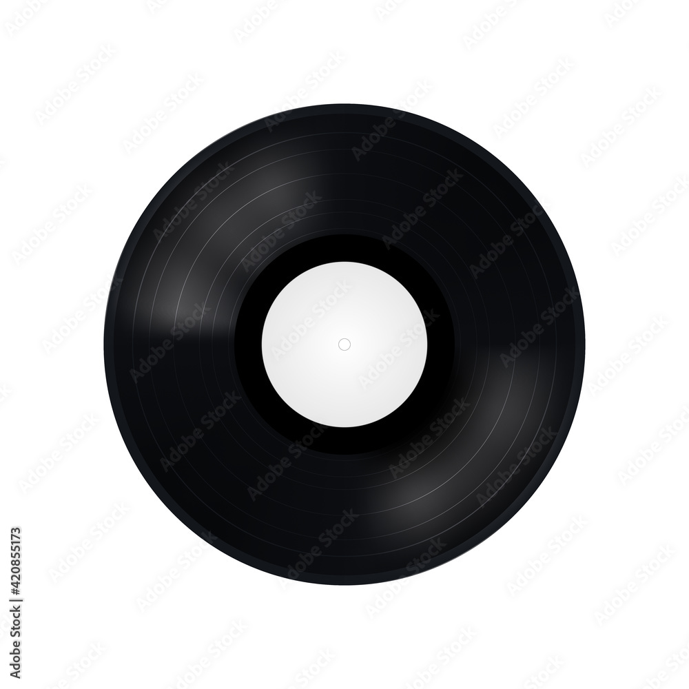 Obraz premium Black musical vinyl record. Vector image on white background