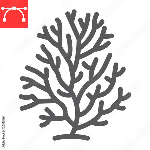 Photography Coral line icon, sea and ocean animals, coral reef vector icon, vector graphics, editable stroke outline sign, eps 10