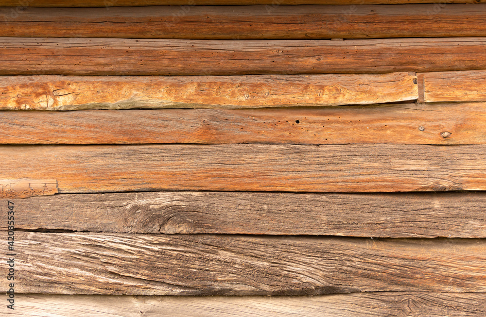 Fototapeta premium Wood texture, old yellow textured boards. Background