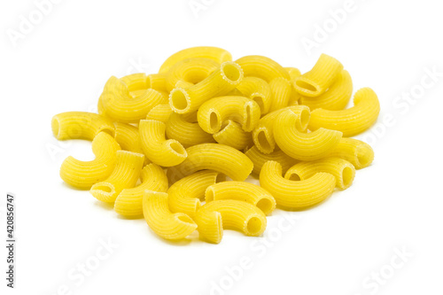 elbow pasta isolated on white background