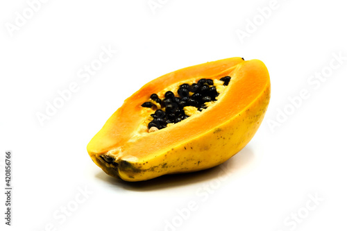 Papaya half isolated on a white background