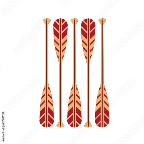 Canoe oars set in flat style, vector