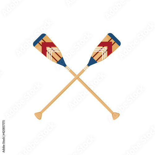 Crossed oar sign in flat style, vector