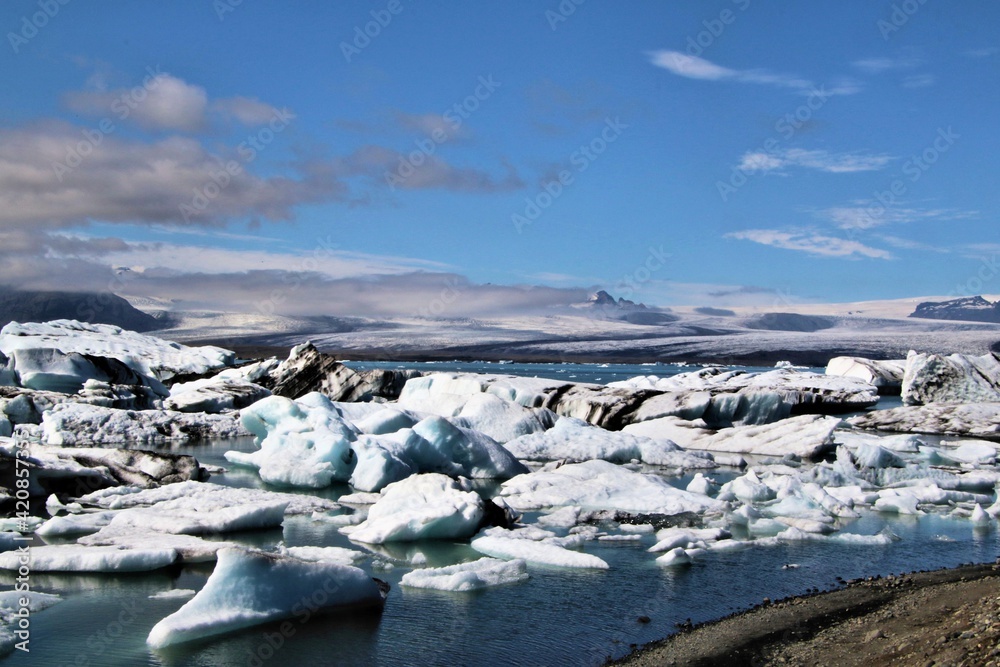 A view of the Jokulsarlon Glacier Lagoon in Iceland