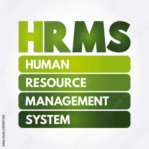 HRMS - Human Resource Management System acronym, business concept background