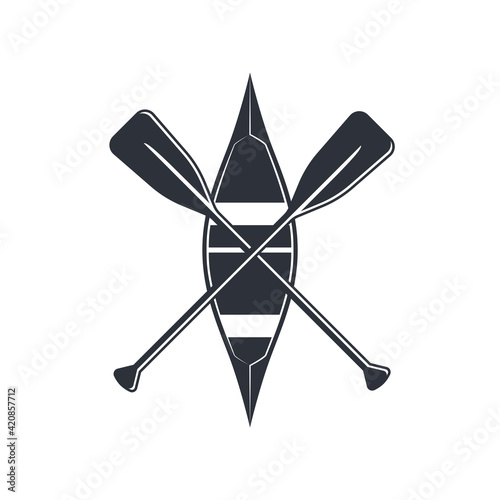 Canoe icon sign in flat style, vector