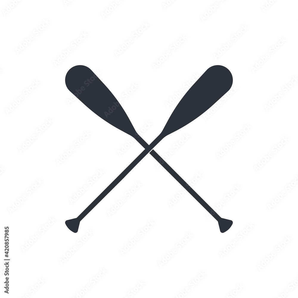 Crossed oar sign in flat style, vector Crossed oar sign in flat style, vector