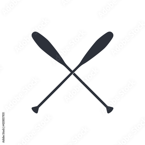 Crossed oar sign in flat style, vector