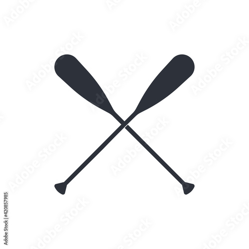 Crossed oar sign in flat style, vector