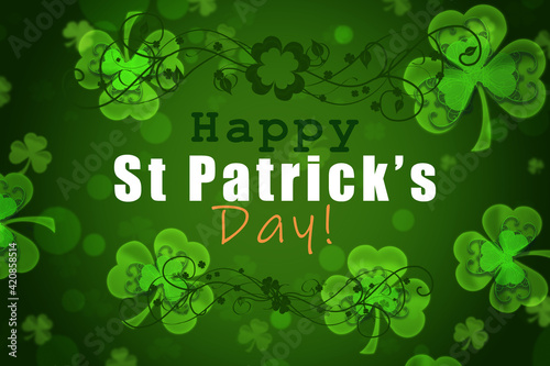 Happy St Patrick's Day Shamrock illustration card.