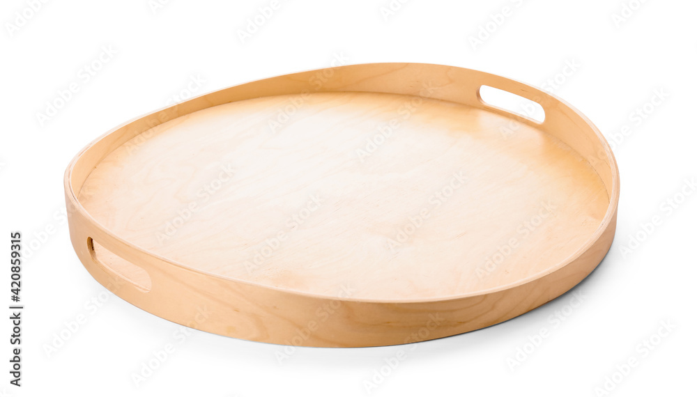 Wooden tray on white background Wooden tray on white background