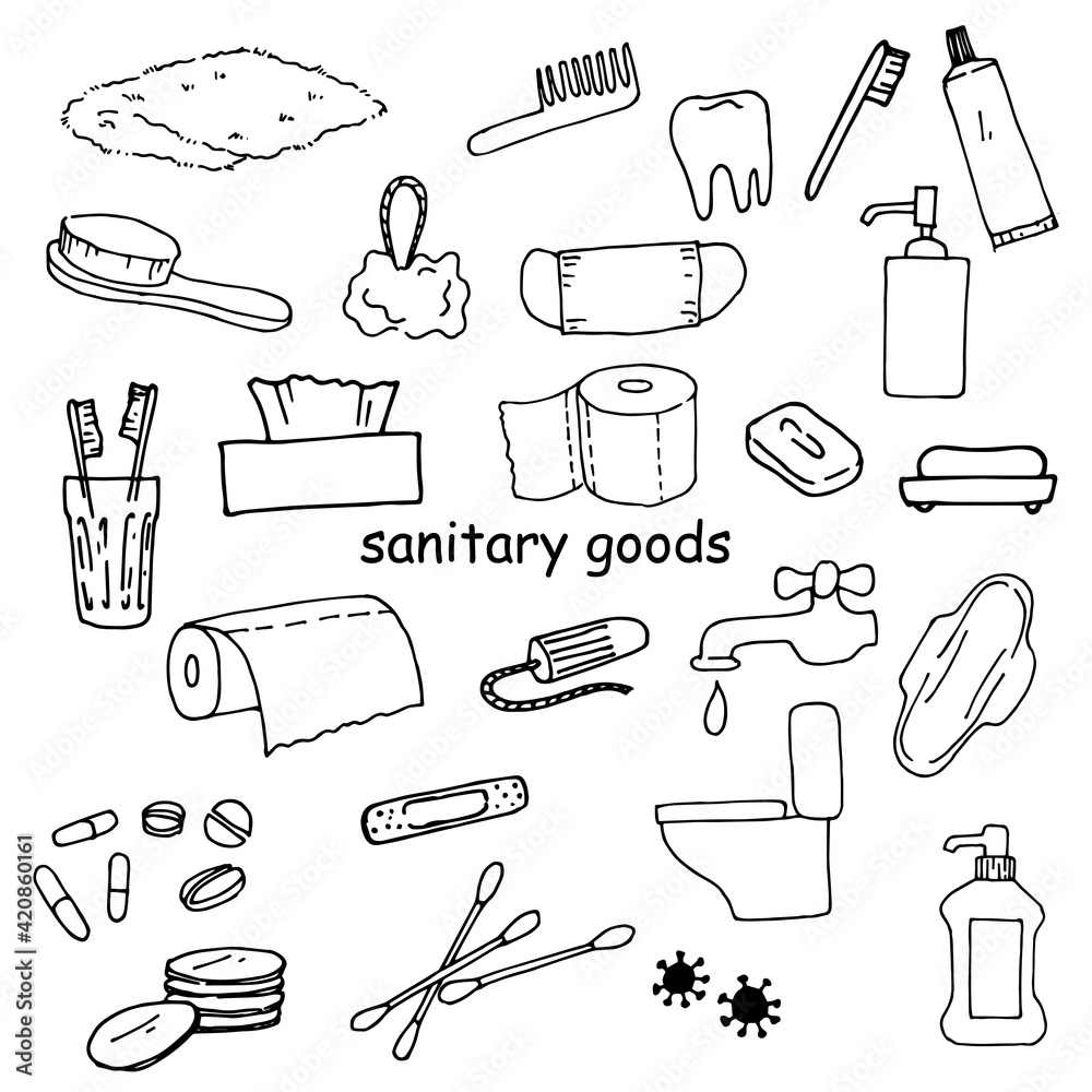 Set Bathroom Accessories Personal Hygiene Care Stock Illustration 514875379  | Shutterstock