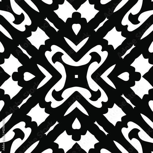 Geometric vector pattern with triangular elements. Seamless abstract ornament for wallpapers and backgrounds. Black and white patterns.