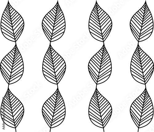 Seamless pattern, wallpaper, wall, beautiful pattern, branches, leaves. Drawing of lines. Black and white leaves.