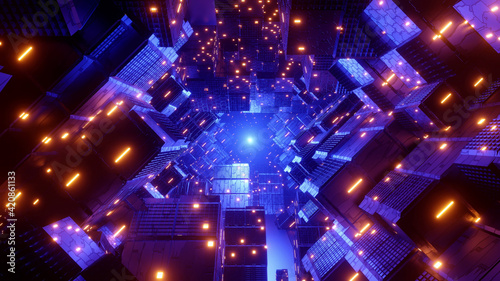 Abstract Laser Cube Background 3d render