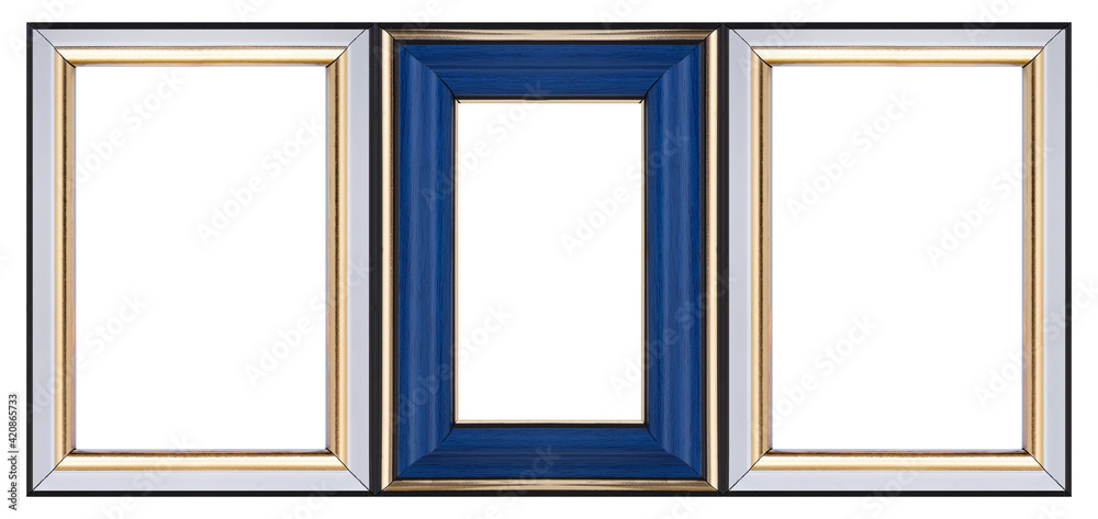 Wooden frame for paintings, mirrors or photo isolated on white background. Design element with clipping path Wooden frame for paintings, mirrors or photo isolated on white background. Design element with clipping path