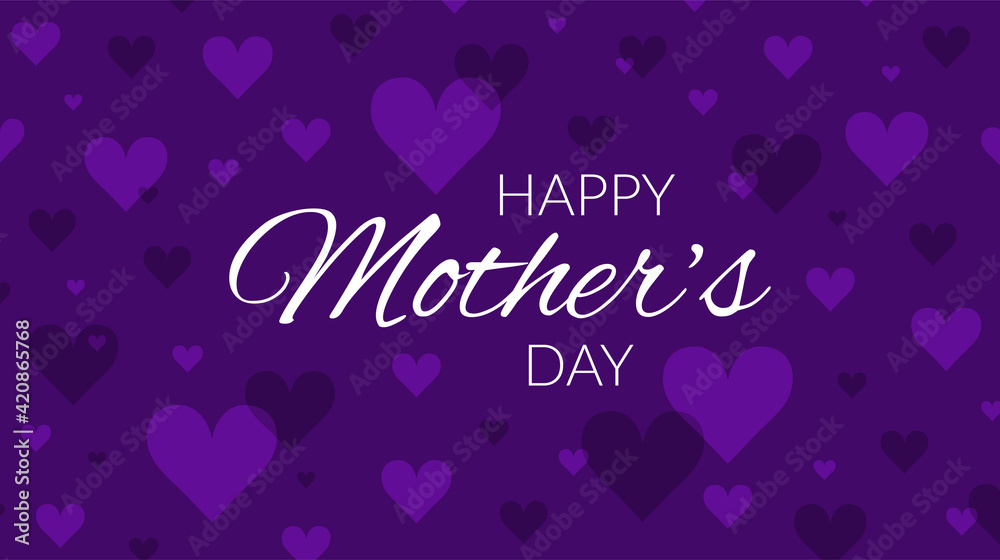 Happy mother's day lettering with purple heart background