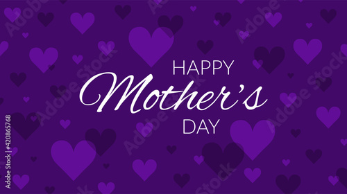 Happy mother's day lettering with purple heart background