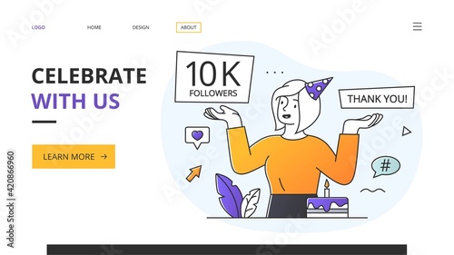 Celebrate With Us our 10k followers concept with party girl