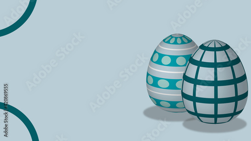 Fondo minimalista de huevos de pascua en tonos azules, ilustración vectorial