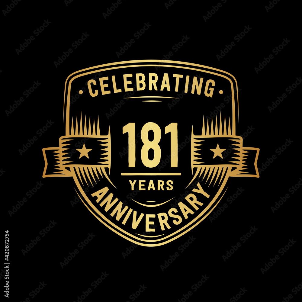 181 years anniversary celebration shield design template. Vector and illustration