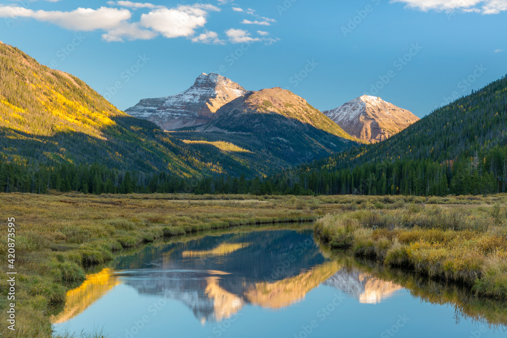 USA, Utah, Wasatch Cache National Forest. Mountain and river landscape.