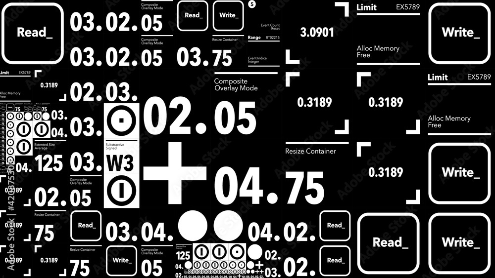 Digital Numbers Letters and Icons Abstract Art