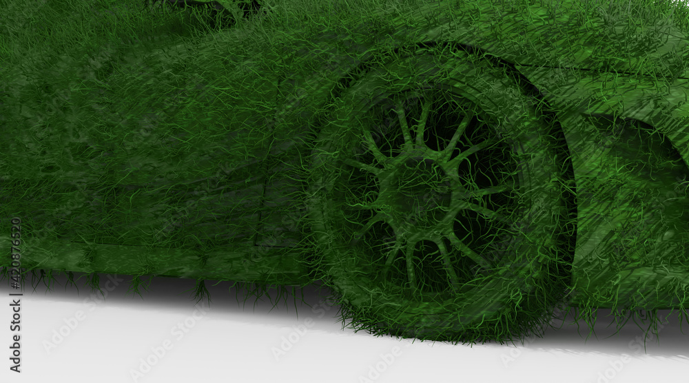 green grass car - obrazy, fototapety, plakaty 