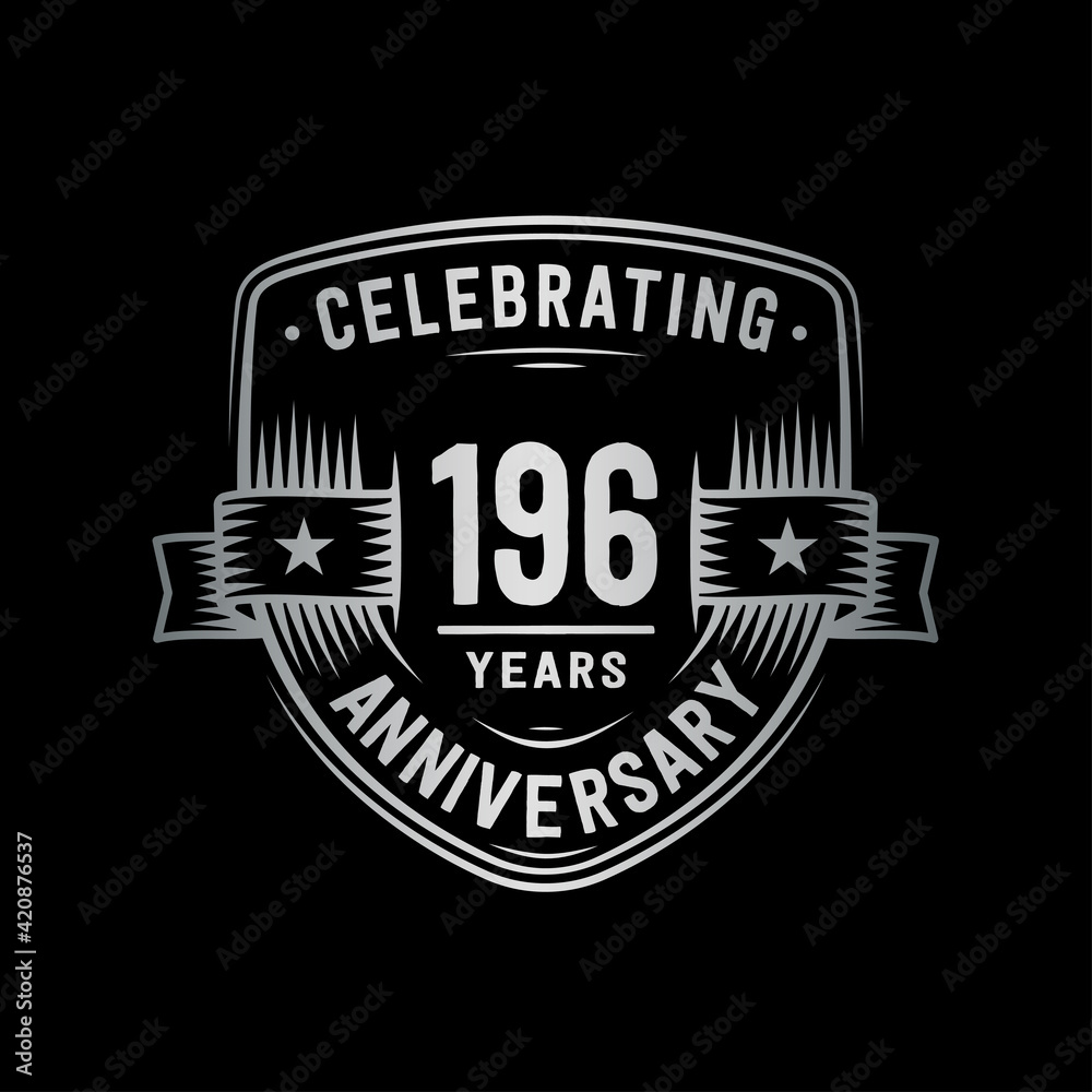 Fototapeta premium 196 years anniversary celebration shield design template. Vector and illustration