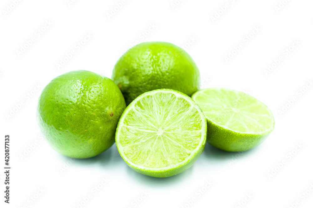 Limes isolated on the white background