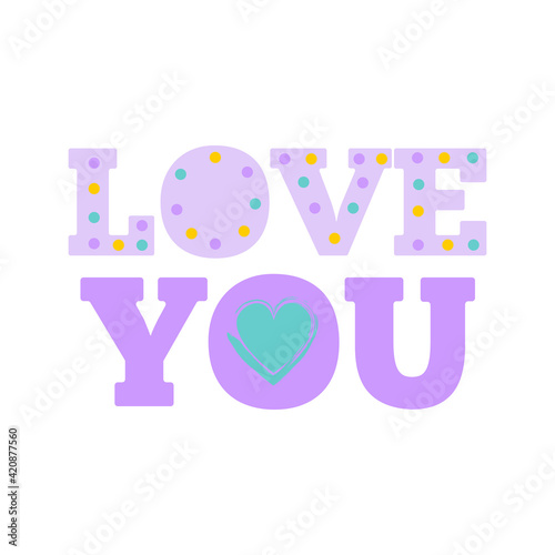 Isolated purple lyric love you romantic icon- Vector